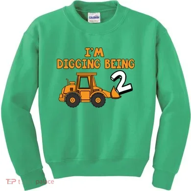 2nd Birthday I'm Digging Being Two Kids Sweatshirt