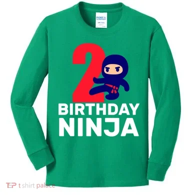 2nd Birthday Ninja Kids Long Sleeve Shirt