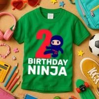 2nd Birthday Ninja  Kids T-Shirt thumb 3