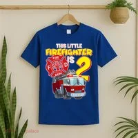 2nd Birthday This Little Firefighter Is Two T-Shirt thumb 2