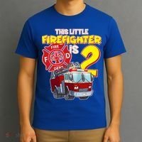 2nd Birthday This Little Firefighter Is Two T-Shirt thumb 3