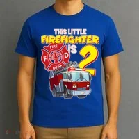 2nd Birthday This Little Firefighter Is Two T-Shirt thumb 3