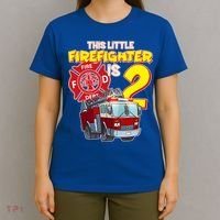 2nd Birthday This Little Firefighter Is Two T-Shirt thumb 4