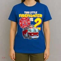 2nd Birthday This Little Firefighter Is Two T-Shirt thumb 4
