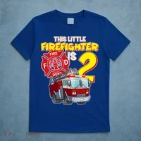 2nd Birthday This Little Firefighter Is Two T-Shirt thumb 5