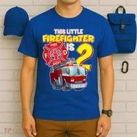 2nd Birthday This Little Firefighter Is Two T-Shirt thumb 6