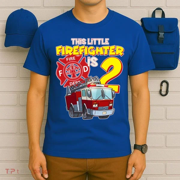 2nd Birthday This Little Firefighter Is Two T-Shirt