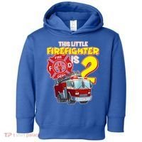 2nd Birthday This Little Firefighter Is Two Toddler Hoodie thumb 0