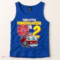 2nd Birthday This Little Firefighter Is Two Tank Top thumb 2