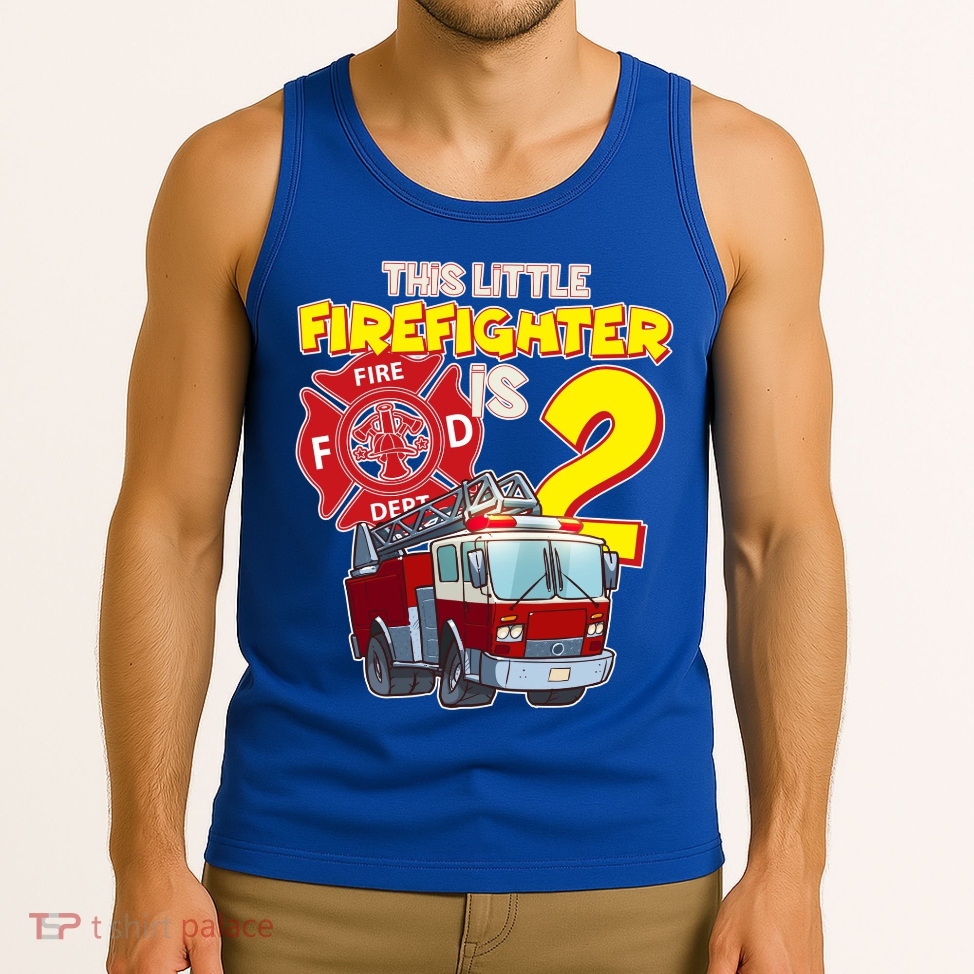 2nd Birthday This Little Firefighter Is Two Tank Top