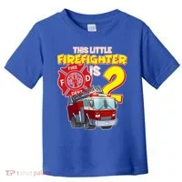 2nd Birthday This Little Firefighter Is Two Toddler T-Shirt thumb 0