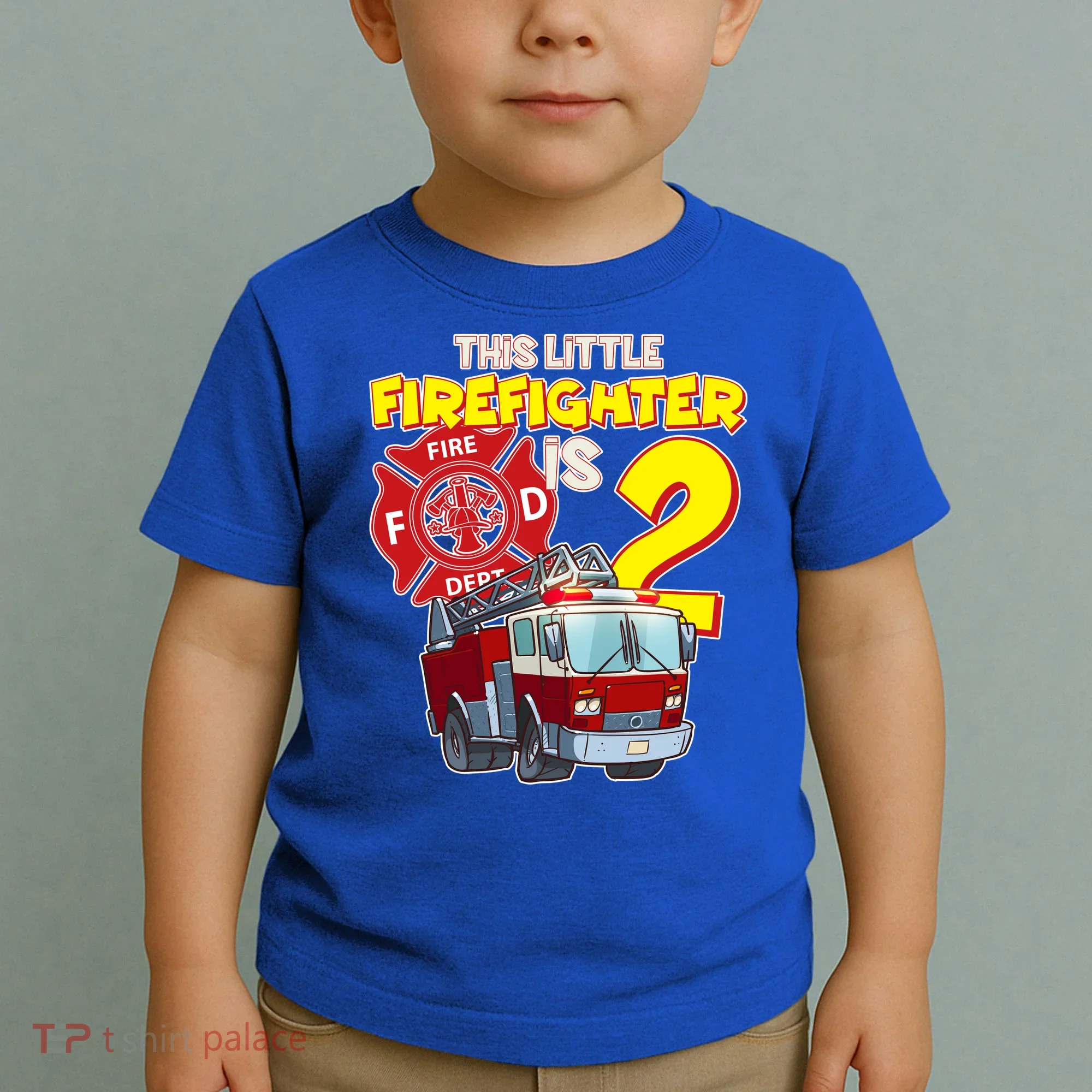 2nd Birthday This Little Firefighter Is Two Toddler T-Shirt