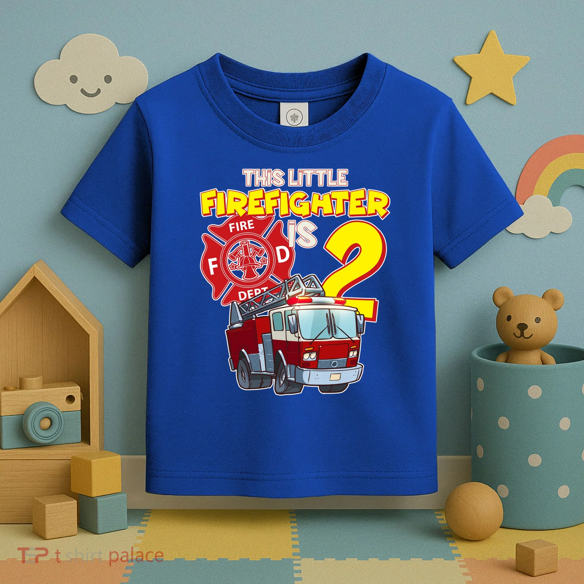 2nd Birthday This Little Firefighter Is Two Toddler T-Shirt