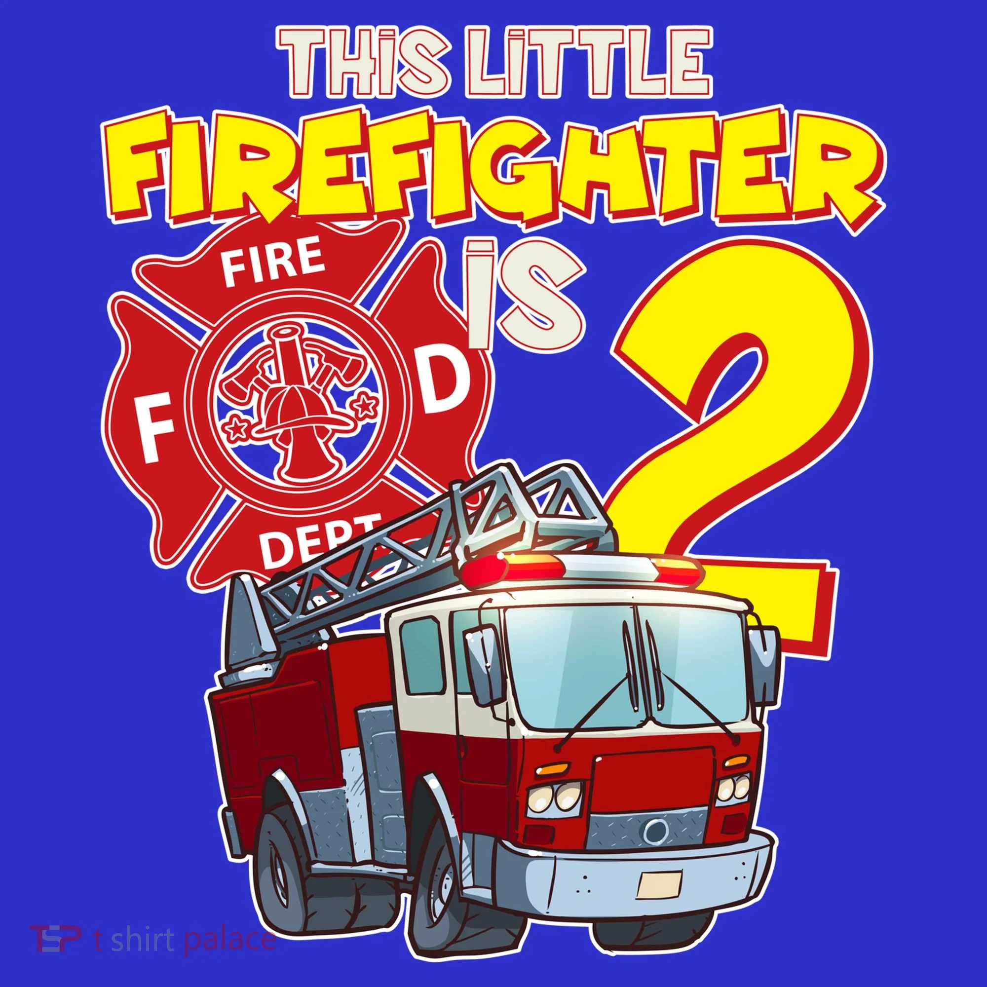 2nd Birthday This Little Firefighter Is Two Toddler T-Shirt