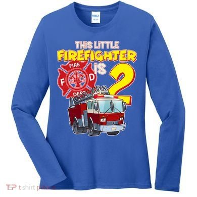 2nd Birthday This Little Firefighter Is Two Women's Long Sleeve Shirt