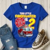 2nd Birthday This Little Firefighter Is Two Women's T-Shirt thumb 3