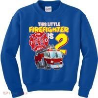 2nd Birthday This Little Firefighter Is Two Kids Sweatshirt thumb 0