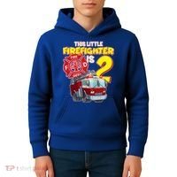 2nd Birthday This Little Firefighter Is Two Kids Hoodie thumb 4