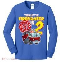 2nd Birthday This Little Firefighter Is Two Kids Long Sleeve Shirt thumb 0