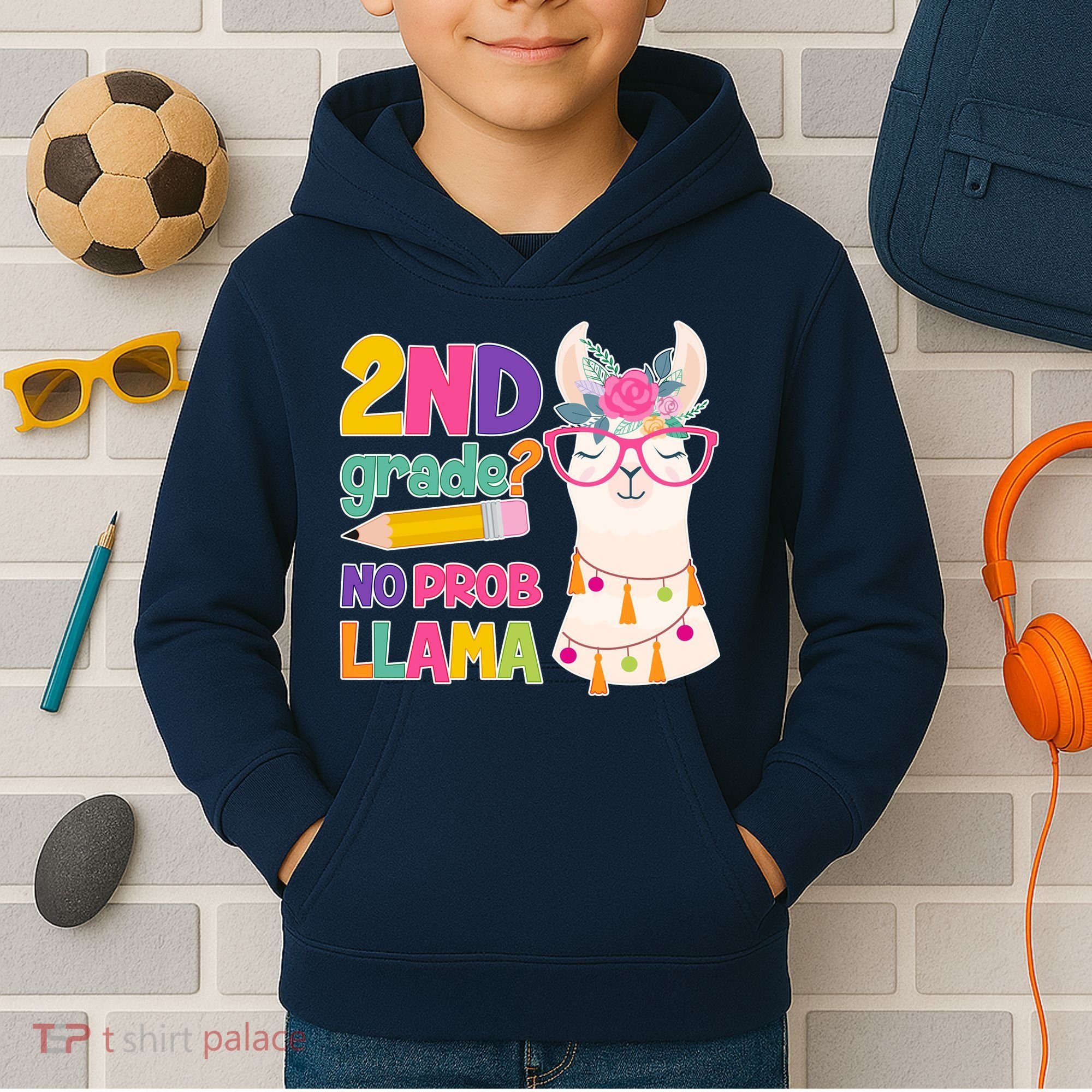2nd Grade? No Prob Llama Kids Hoodie