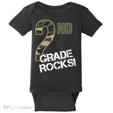 2nd Grade Rocks Camo Baby Bodysuit