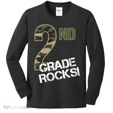 2nd Grade Rocks Camo Kids Long Sleeve Shirt