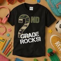 2nd Grade Rocks Camo Kids T-Shirt thumb 3