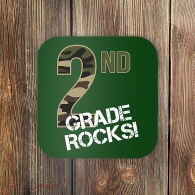 2nd Grade Rocks Camo Coaster