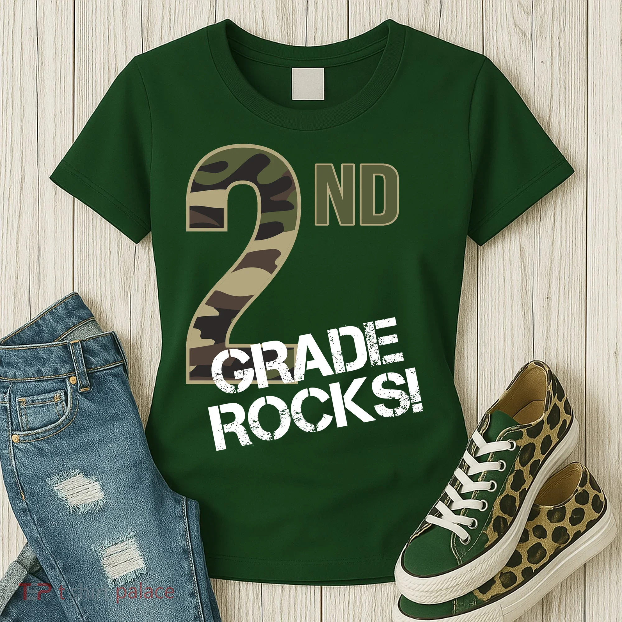 2nd Grade Rocks Camo Women's T-Shirt