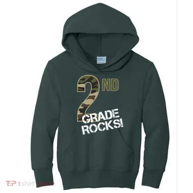 2nd Grade Rocks Camo Kids Hoodie