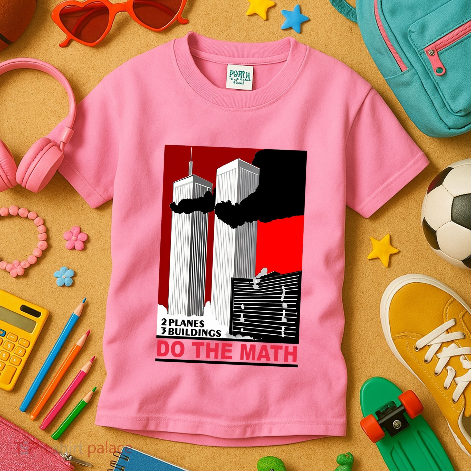 2 Planes 3 Buildings Do The Math Kids T-Shirt