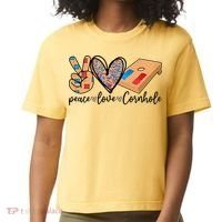 2pNJ Peace Love Cornhole Board Bag Toss Game Cornhole lover Comfort Colors Boxy T-Shirt thumb 0