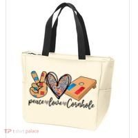 2pNJ Peace Love Cornhole Board Bag Toss Game Cornhole lover Tote Bag thumb 3