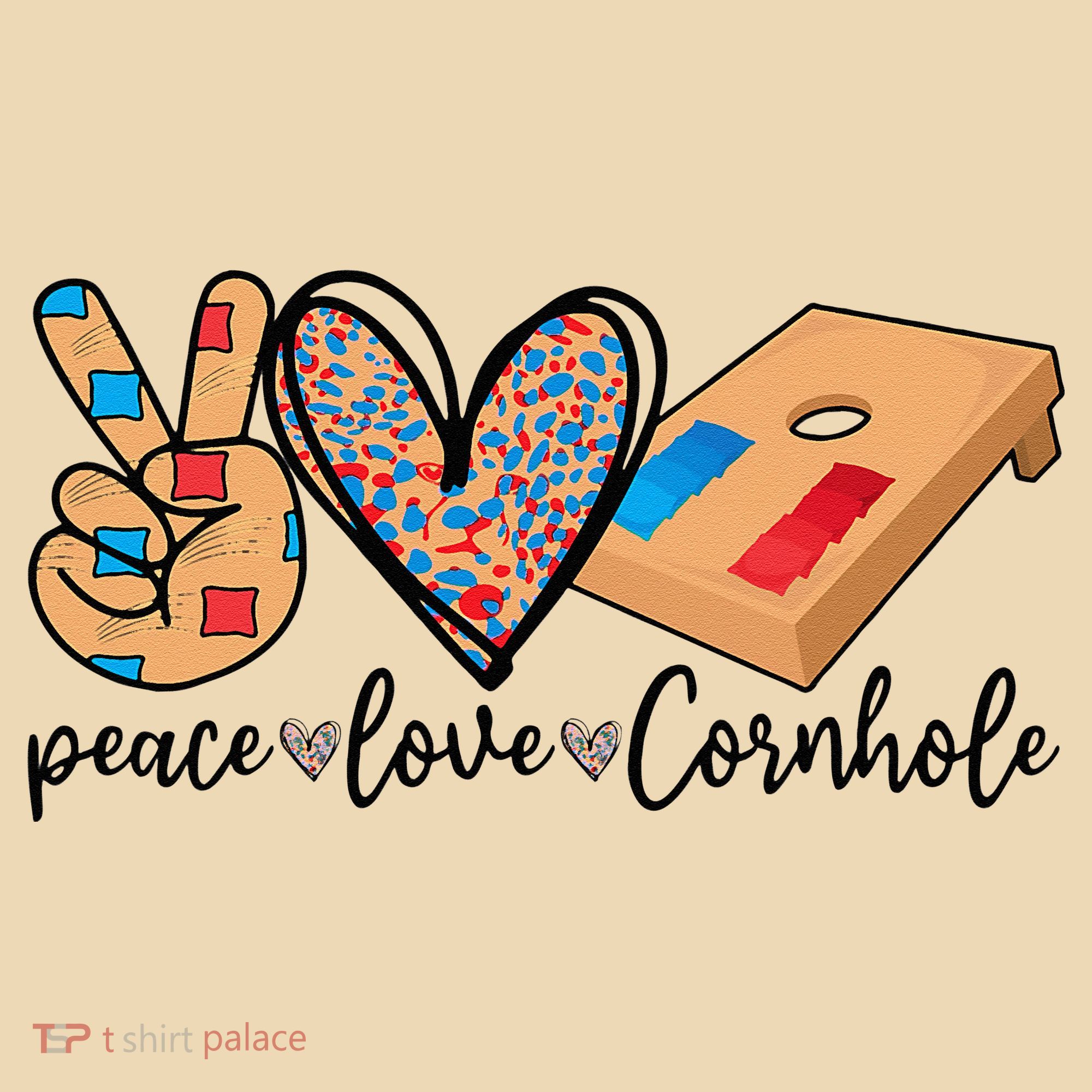 2pNJ Peace Love Cornhole Board Bag Toss Game Cornhole lover Tote Bag