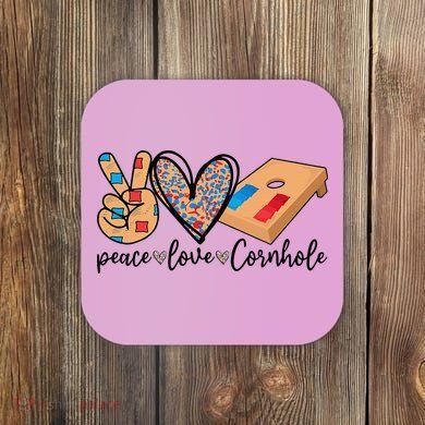 2pNJ Peace Love Cornhole Board Bag Toss Game Cornhole lover Coaster