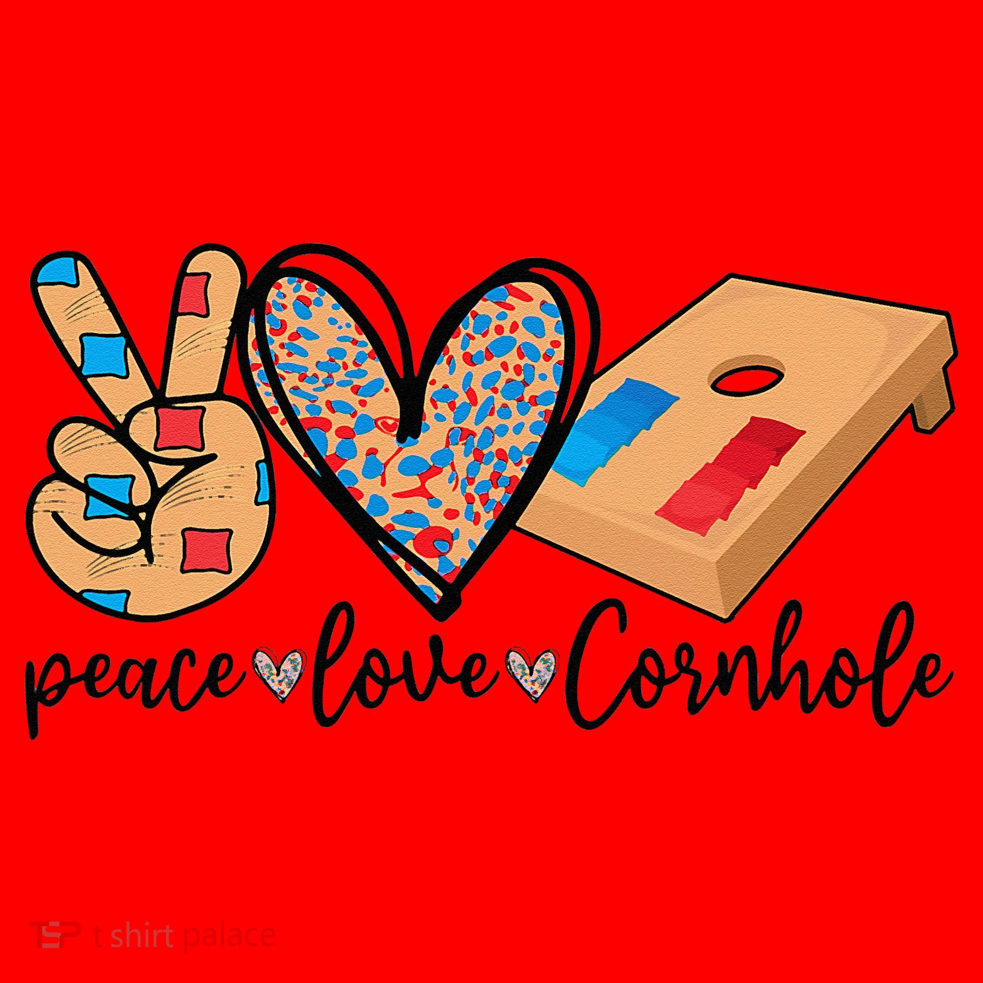 2pNJ Peace Love Cornhole Board Bag Toss Game Cornhole lover Santa Hat