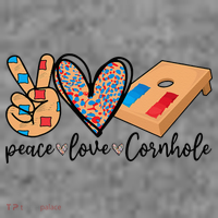 2pNJ Peace Love Cornhole Board Bag Toss Game Cornhole lover Toddler Hoodie thumb 2