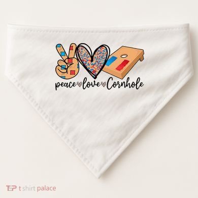 2pNJ Peace Love Cornhole Board Bag Toss Game Cornhole lover USA-Made Doggie Bandana