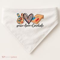 2pNJ Peace Love Cornhole Board Bag Toss Game Cornhole lover USA-Made Doggie Bandana thumb 0