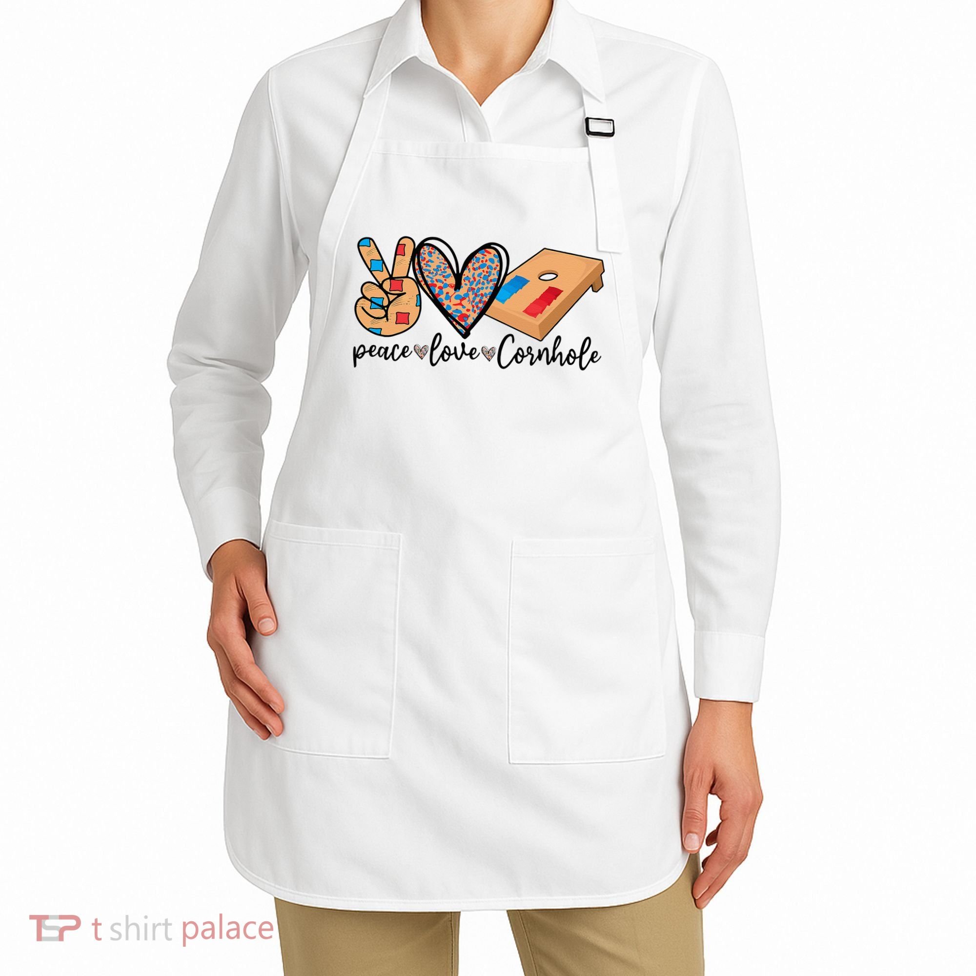 2pNJ Peace Love Cornhole Board Bag Toss Game Cornhole lover Apron