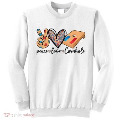 2pNJ Peace Love Cornhole Board Bag Toss Game Cornhole lover Sweatshirt
