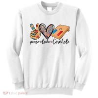 2pNJ Peace Love Cornhole Board Bag Toss Game Cornhole lover Sweatshirt thumb 0