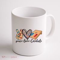 2pNJ Peace Love Cornhole Board Bag Toss Game Cornhole lover Coffee Mug thumb 1