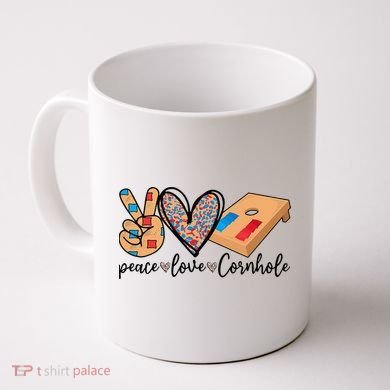 2pNJ Peace Love Cornhole Board Bag Toss Game Cornhole lover Coffee Mug
