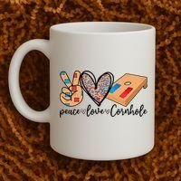 2pNJ Peace Love Cornhole Board Bag Toss Game Cornhole lover Coffee Mug thumb 2