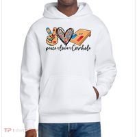 2pNJ Peace Love Cornhole Board Bag Toss Game Cornhole lover District V.I.T. Heavyweight Hoodie thumb 0