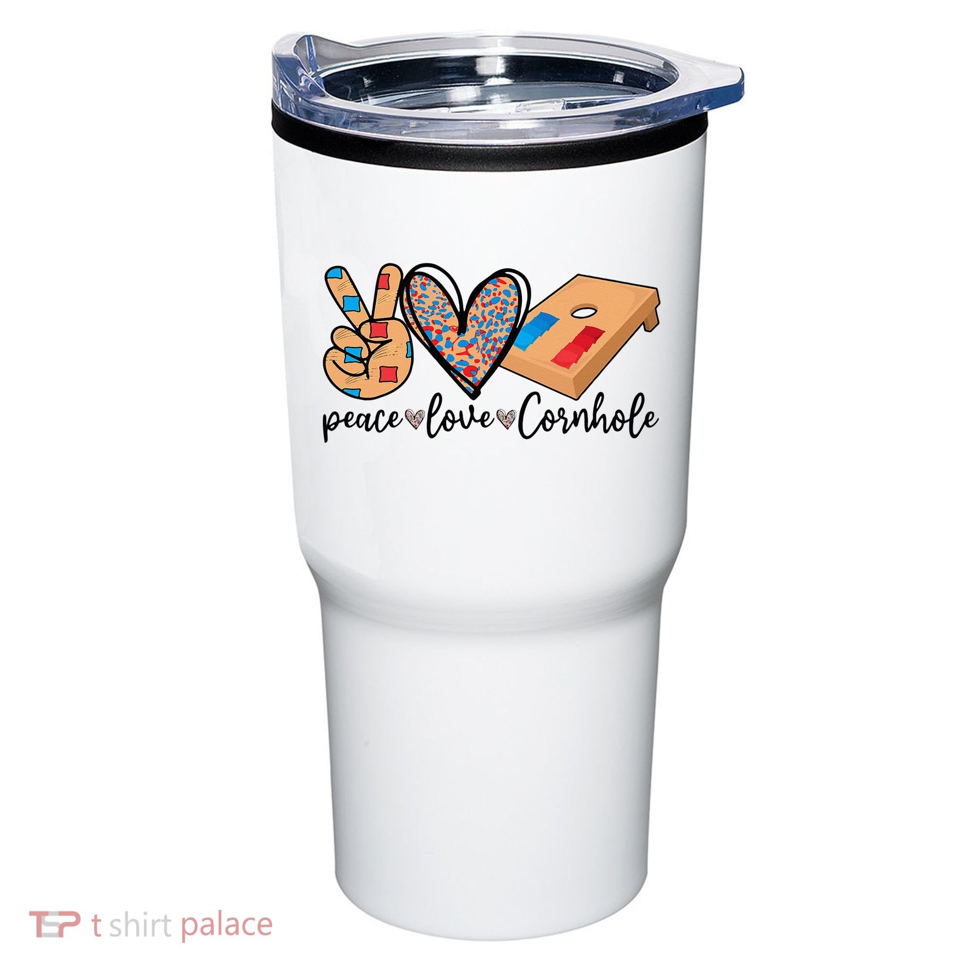 2pNJ Peace Love Cornhole Board Bag Toss Game Cornhole lover Tumbler