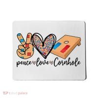 2pNJ Peace Love Cornhole Board Bag Toss Game Cornhole lover Mousepad thumb 0