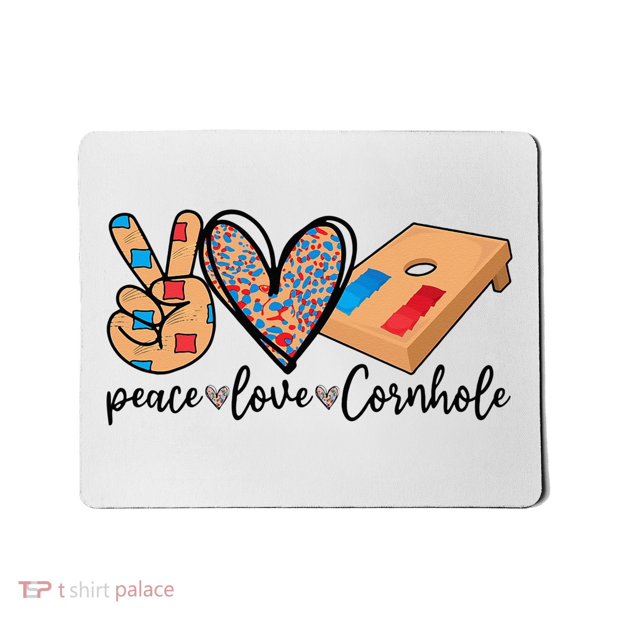 2pNJ Peace Love Cornhole Board Bag Toss Game Cornhole lover Mousepad