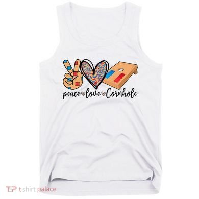 2pNJ Peace Love Cornhole Board Bag Toss Game Cornhole lover Tank Top